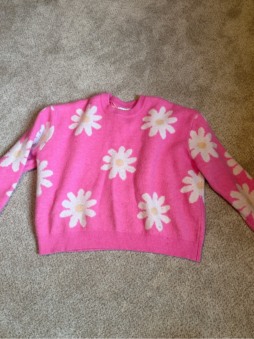 Pink Daisy Knit Sweater Barbiecore